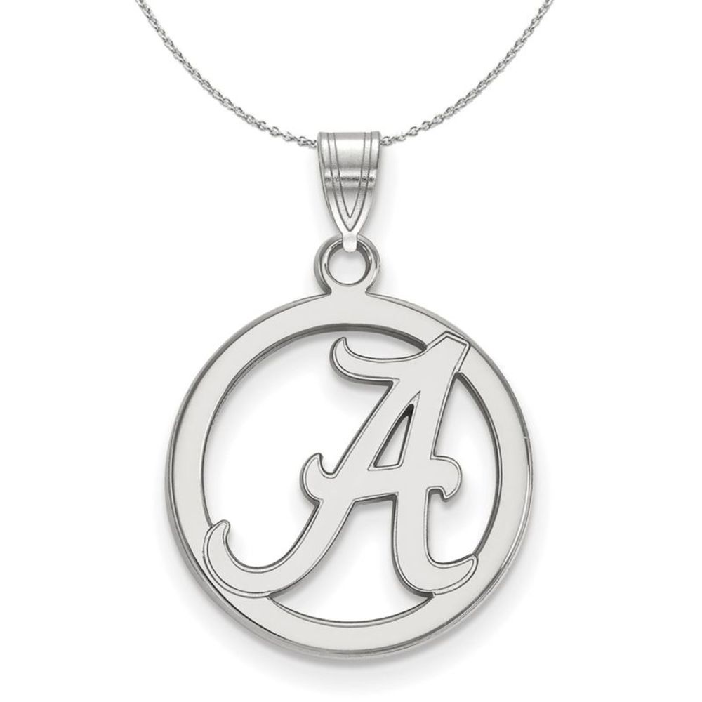 Sterling Silver U. of Alabama Small Initial A Circle Necklace - 18 In